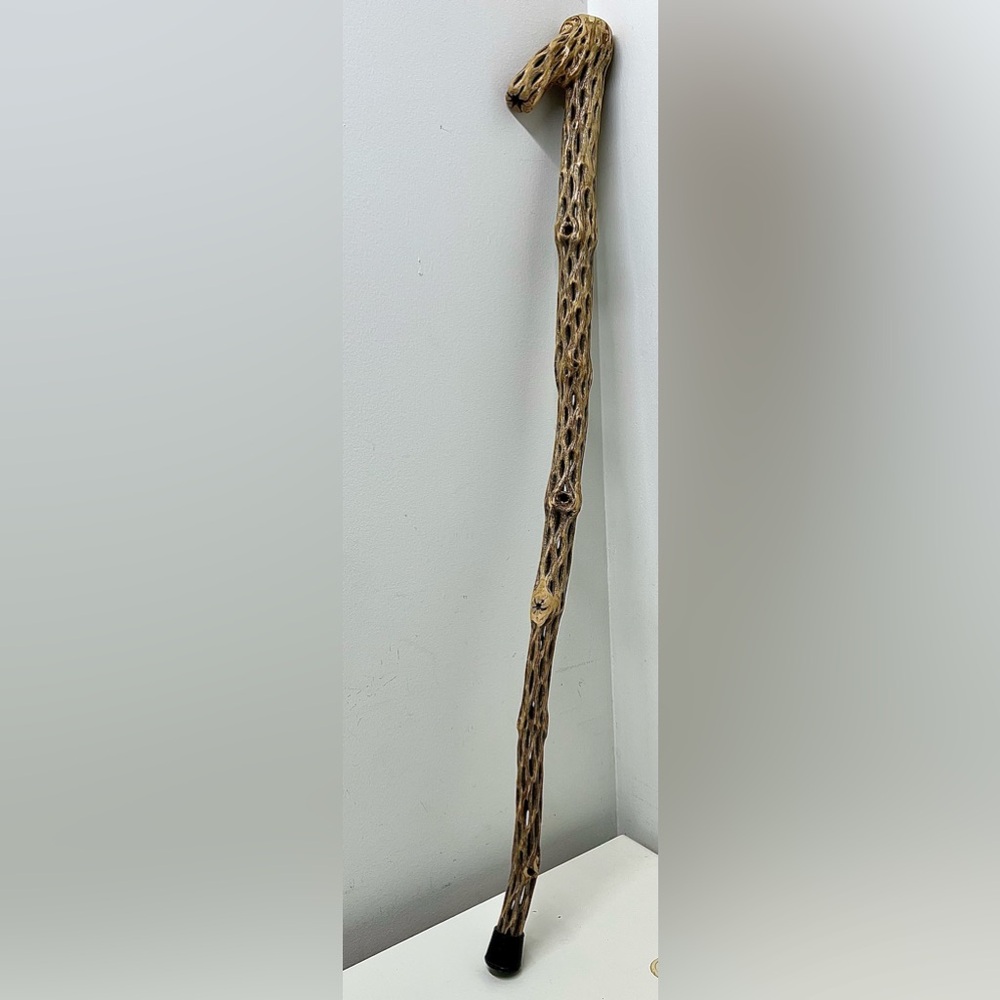 Vintage Crook Handle Dried Cholla Cactus Skeleton Walking Stick Cane